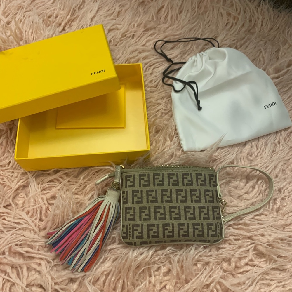 Fendi wristlet wallet pouch - rainbow tassel